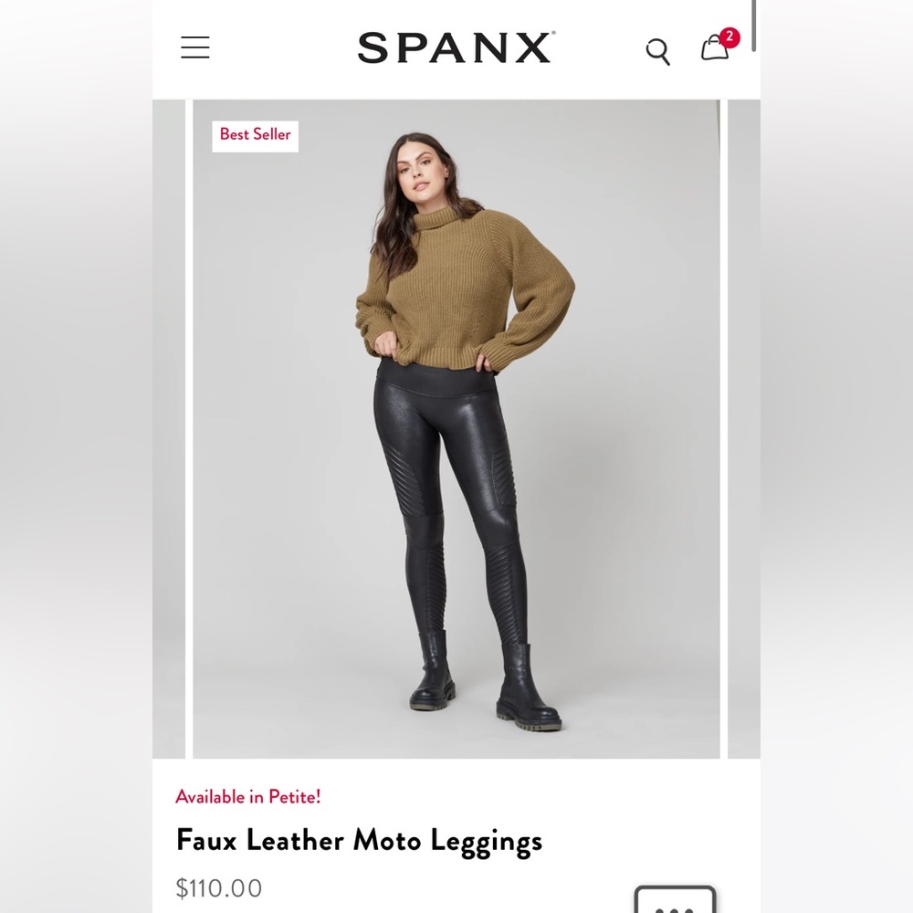 Spanx Faux Leather Moto Leggings Size Medium Worn Once